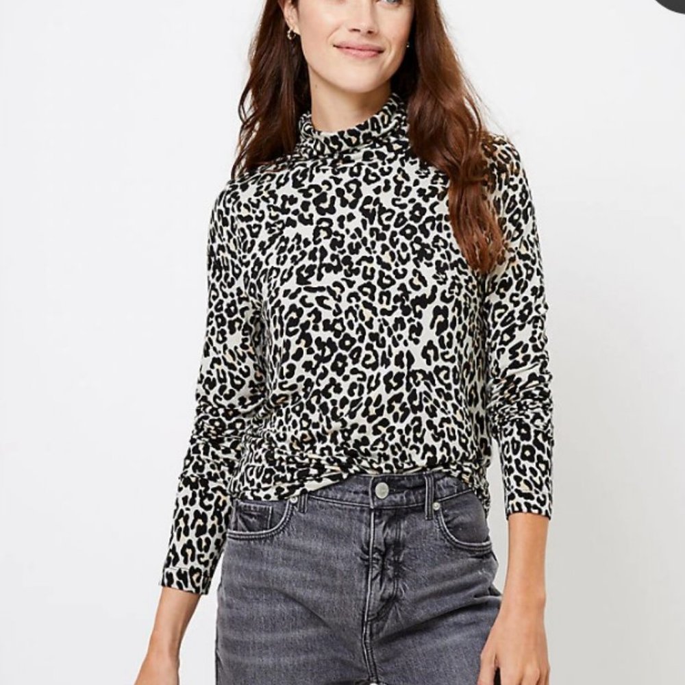 COPY - Loft Modern Turtleneck Polka Dot Cat Animal Print